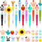 Ctosree 12 Pcs Beadable Pens Kit, DIY Cute Animals Bead Pens Making Kit with Black Ink for School Supplies