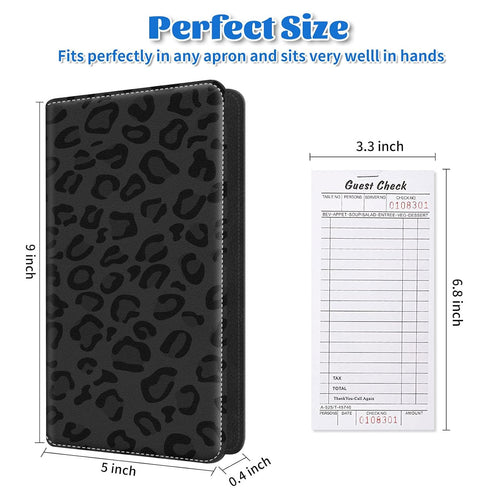 Qindaiwen 5x9" Server Book for Waitress, PU Leather Waiter Books, Restaurant Guest Check Organizer and Zipper High