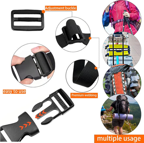 Premium Utility Straps with Quick Release Buckle, Adjustable Nylon Lashing Straps for Camping Gear, Black 4Pcs