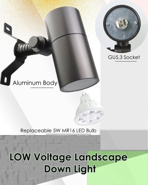 5W MR16 Bulb 1-Count Landscape Down Lighting Low Voltage Spot Lights Outdoor LED Wall Mounted Low Voltage Tree Lights