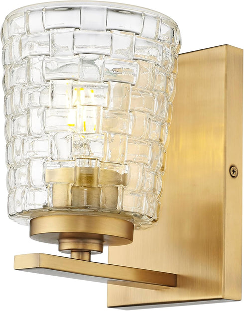 ML 22101-VB 1 Lighting | Saben Collection | | Indoor Light Wall Sconce in Vintage Brass with Clear Woven Lattice Glass