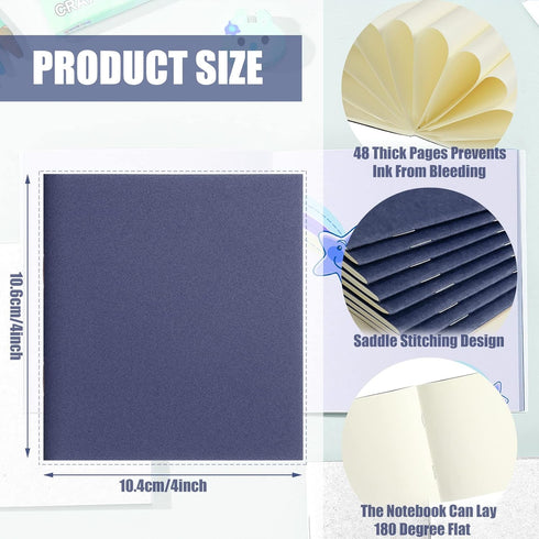 Thenshop 50 Pack Mini Pocket Kraft Notebooks, 4 x 4 Inch Dot Memo Sketchbooks for School Party Favors, Dark Blue