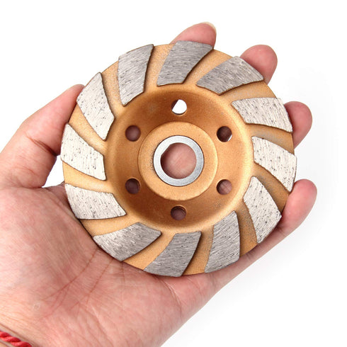 4 Inch Concrete Turbo Diamond Grinding Cup Wheel - Heavy Duty Angle Grinder Wheels with 12 Segs