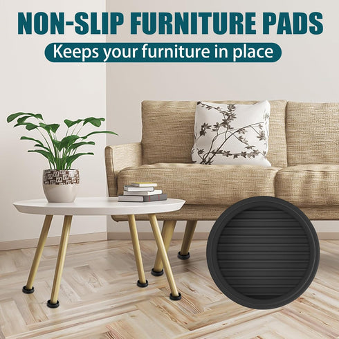 2 x 2 Rubber Caster Cups - Round Non Slip Furniture Pads, Anti-Slip Gripper Floor Protector for Bed Couch (8 Pack)