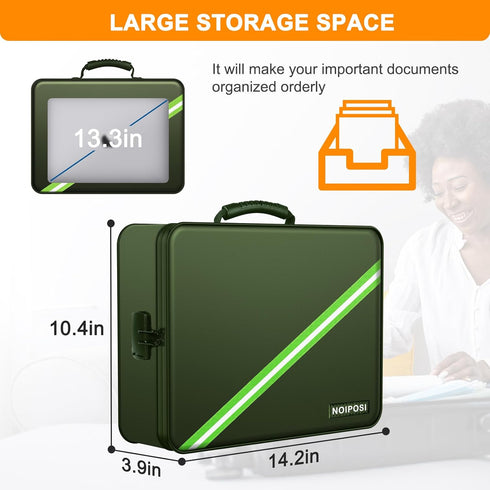 Noiposi Document Organizer, 5200? Heat Insulated Waterproof Fireproof Document Box, Portable Safe Storage for Important