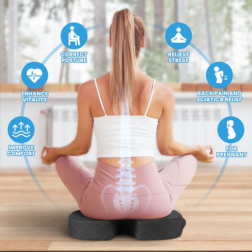 TushGuard Seat Cushion - for Office Chair, Car Seat, Airplane, Bleacher - Sciatica & Coccyx Pain Relief Desk Chair