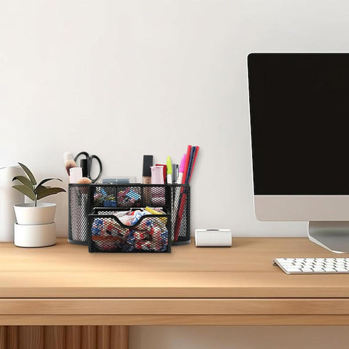 Desk Organizers and Accessories, 8 Compartments with 1 Pullout Drawer for Home, School, Office Supplies