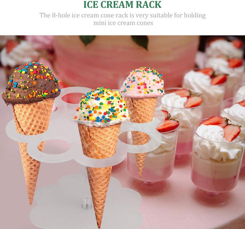 Lurrose Ice Cream Cone Rack Crispy Cone Holder Acrylic Ice Cream Display Stand for Dessert Shops and Catering Events