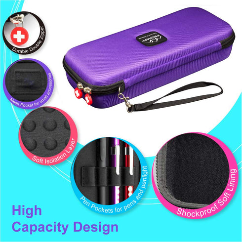 Hard Stethoscope Case with ID Slot, Large Carrying Case Compatible with 3M Littmann/ADC/Omron/MDF (Purple)