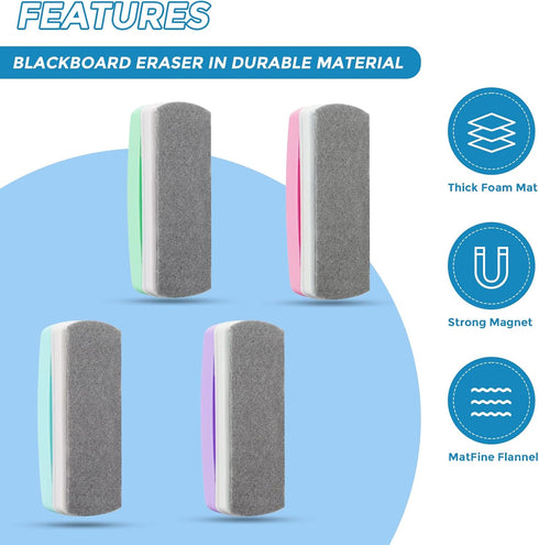 Ddaowanx Whiteboard Eraser, Magnetic Dry Erase Eraser, Glass Board Eraser,School and Office Supplies (4 Pack/4 Colors) by Ddaowanx