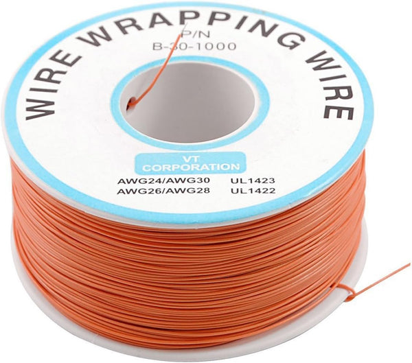 YXQ PCB Solder Orange Flexible 0.5mm Outside Dia 30AWG Wire Wrapping, 1000Ft