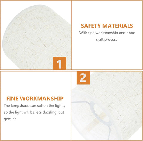 E27 26X14X14cm Uonlytech Drum Lamp Shade, Linen Cylinder Lamp Shade Spider Construction Replacement Light Cover