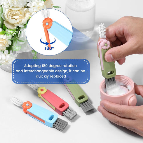 BXUYAOXMC 24 Pack 3 1 180 in Cup Lid Cleaning Brush, Rotatable Bottle Brush Gap Cleaner, Multifunctional Hangable