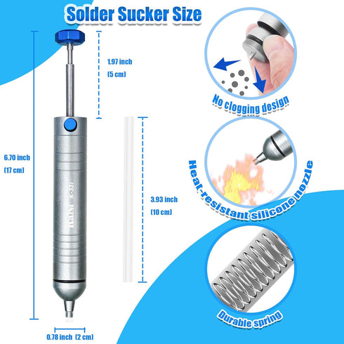 Kaisi Solder Sucker, No Clog Desoldering Pump with Powerful Vacuum Suction for Solder Removing