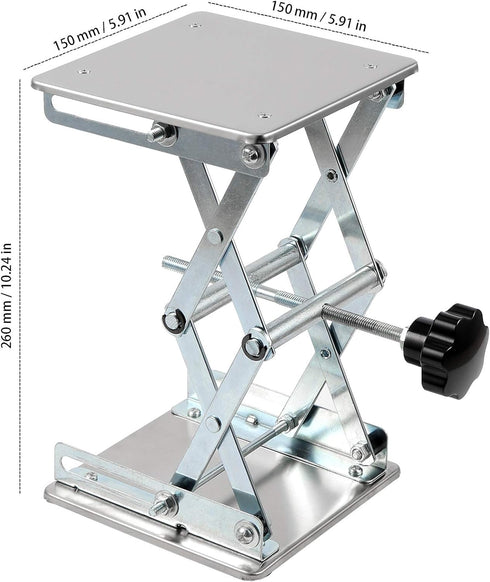 KEILEOHO 2 PCS Mini Lab Lift Stand Table, 6 x 6 Inches Stainless Steel Laboratory Scissor Stand, 10 KG Capacity