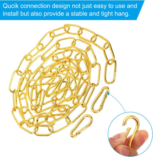 6 PATIKIL Feet Gold Finish Lighting Hanging Chain, Metal Looping Chain for Hanging Plant Pendant Chandelier Light