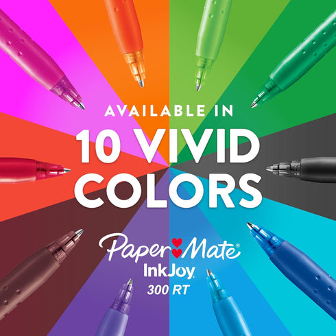 Paper Mate InkJoy 300RT Retractable Ballpoint Pens, Medium Point, Blue, Box of 12