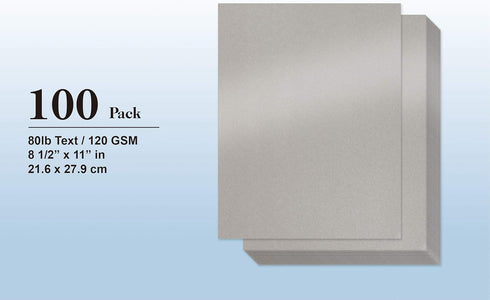 Silver Metallic Paper, 100-Pack Shimmer Paper, 120 GSM, 8.5 x 11 Inches, Perfect for Flower Making, Invitations
