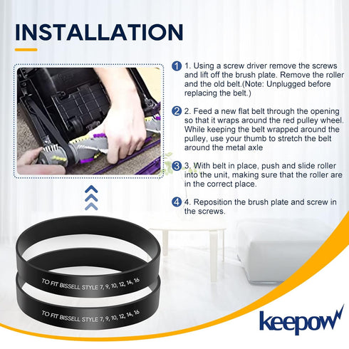 KEEPOW Style 7/9/10 P/N 3031120 Replacement Belt for Bissell Powerforce Helix Powerlifter Cleanview Swivel Rewind Pet