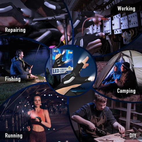 BIIB Fathers Day Mens Gifts for Husband Dad Rechargeable Flashlight Gloves, Birthday Gifts for Men Dad Grandpa, Fathers