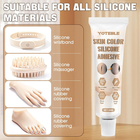 YOTEBLE Seamless, 30ml Silicone Glue, Skin Color High-Flexibility Instant Silicone Adhesive Glue, Waterproof Soft