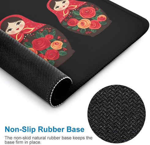 Generic Russian Nesting Dolls Funny Gaming Mousepad with Stitched Edges Rubber Base Computer Desk Mat for Laptop Office
