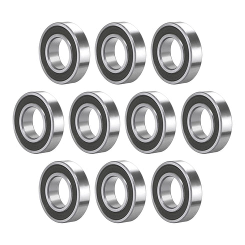 6902-2RS Deep Groove Ball Bearing - 10 PCS, 15×28×7mm, Double Black Rubber Sealed for Industrial Use