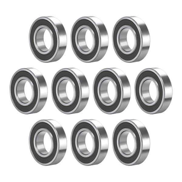 6902-2RS Deep Groove Ball Bearing - 10 PCS, 15×28×7mm, Double Black Rubber Sealed for Industrial Use