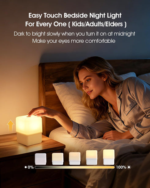 Dimmable/2600K Amber/2000mAh JJ&RY Cool Lift Touch Lamps for Nightstand, Cordless Warm Night Light for Baby
