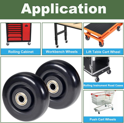 4" 1.26" 4 Inches 3/8" x Push Cart Wheels PU Caster Wheel Workbech Wheels, Grocery Cart Wheels, Replacement Just Wheels
