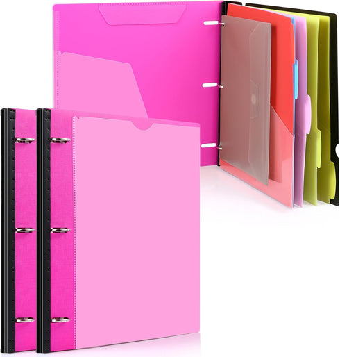 WOT I Telescoping Project Organizer 2PCS, Refillable 3 Ring Binder Pocket Folder with Custom Cover, Pink