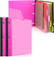 WOT I Telescoping Project Organizer 2PCS, Refillable 3 Ring Binder Pocket Folder with Custom Cover, Pink