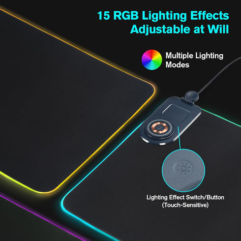 ELUTENG 4in1 31.5"x11.81" Mouse Pad with Phone Holder Wireless Charging Desk Mat RGB Ultra-Smooth Gaming Mousepad