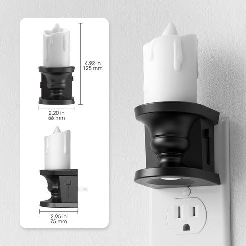 2 Pack, 0-100LM Dimmable 1800K Briignite Flameless Candle Night Light, Night Lights Plug into Wall, Candle Nightlight