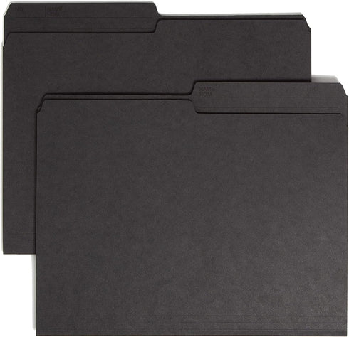 Smead Reversible File Folder, 1/2-Cut Printed Tab, Letter Size, Black, 100 per Box (10364)