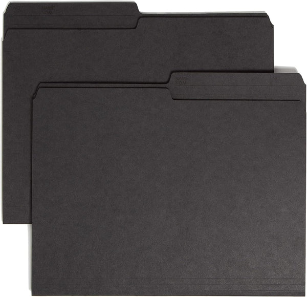 Smead Reversible File Folder, 1/2-Cut Printed Tab, Letter Size, Black, 100 per Box (10364)