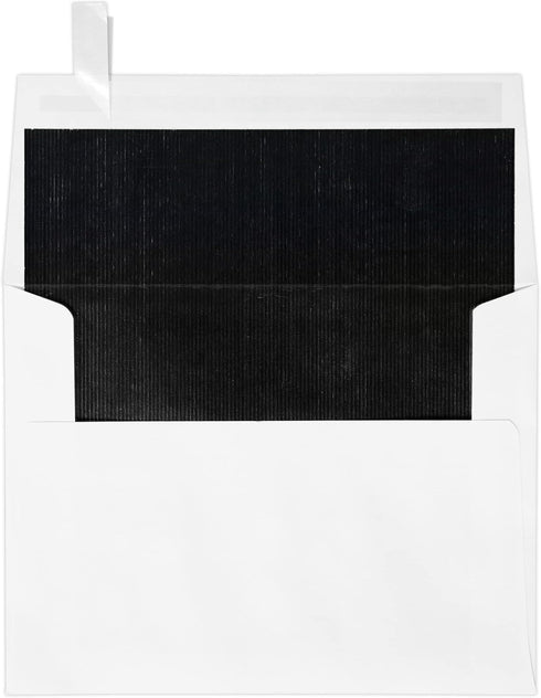 LUXPaper A2 Foil Lined Invitation Envelopes | Peel & Press | 4 3/8" x 5 3/4" | White w/Black LUX Lining | 70lb. Text | 50 Qty by LUXPaper