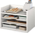 Ballucci 4-Tier File Organizer, Open Top Wood Paper Organizer for Classroom, Desktop Mail Sorter, White