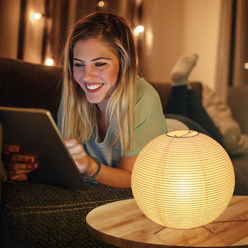 9.8"x9.8"Inch) Lurrose Rice Paper Lamp Desk Floor Lantern Nightstand Bedside Smalll Lamps for Bedroom Living Room