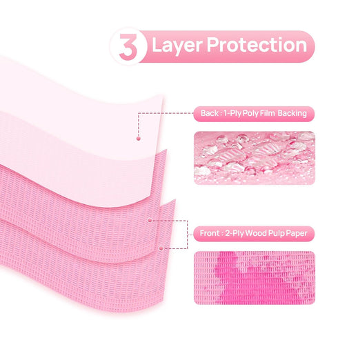 125 Pack 3-Ply, 13" 18" JMU Dental Bibs, Pink Dental Bibs Disposable x Patient Bibs Medical Tray Covers