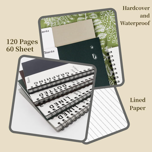 Lined Spiral Notebook, 4 Pack, 8.5" x 11", Large Hardcover Journal, 120 Pages, 100 GSM, Multicolor