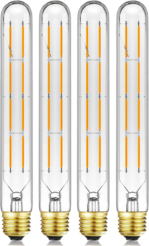 Leools T10 LED Long Bulbs 8W, E26 Dimmable Tubular Bulb, 75 Watt Equivalent, 2700K Warm White, 4-Pack, 8.9in (225mm).