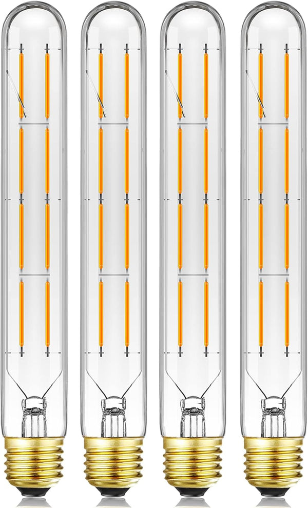 Leools T10 LED Long Bulbs 8W, E26 Dimmable Tubular Bulb, 75 Watt Equivalent, 2700K Warm White, 4-Pack, 8.9in (225mm).