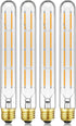 Leools T10 LED Long Bulbs 8W, E26 Dimmable Tubular Bulb, 75 Watt Equivalent, 2700K Warm White, 4-Pack, 8.9in (225mm).