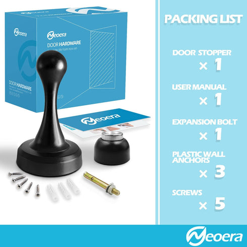 Neoera Magnetic Door Stop, Black - Strong Magnetic Door Catch, Premium Stainless Steel, Heavy Duty, 4 Pack
