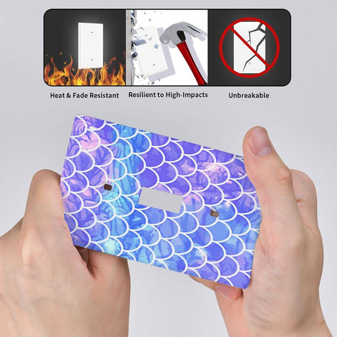 Purple Mermaid Scales Single Toggle Light Switch Plate Cover, Decorative Wall Plate for Home Bedroom Kitchen