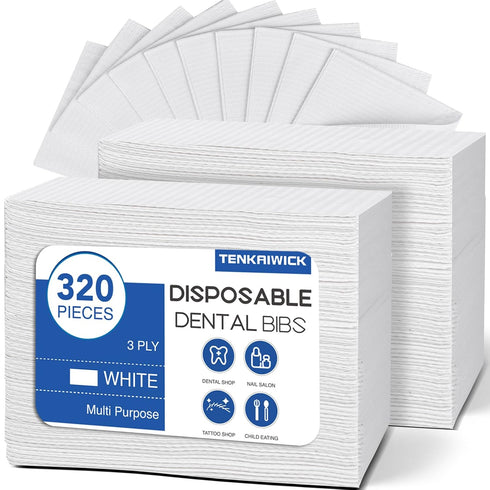 320 Pack Disposable Dental Bibs 13"x18", 3-Ply Waterproof Tattoo Bibs Sheet for