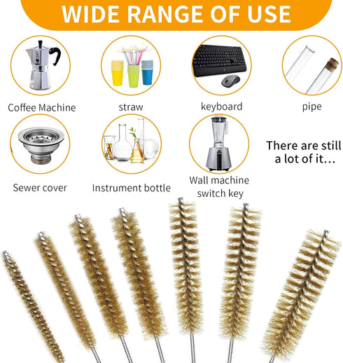 7pcs Brass Wire Tube Brushes, 11 Inch Long Wire Brushes for Cleaning Tubes, Bottles, Keyboards