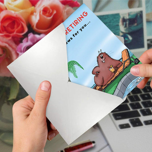 NobleWorks Dam Shame - Pun Retirement Greeting Card for Coworker, Boss - Funny Farewell Otter C7267RTG-US