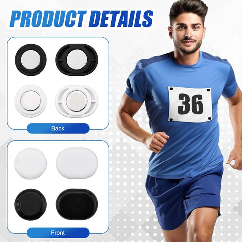 Gosknor 10 Pairs Race Bib Magnets, Magnetic Running Race Buckle Clips Runners Bib Holders Magnets Fasteners Number Pins